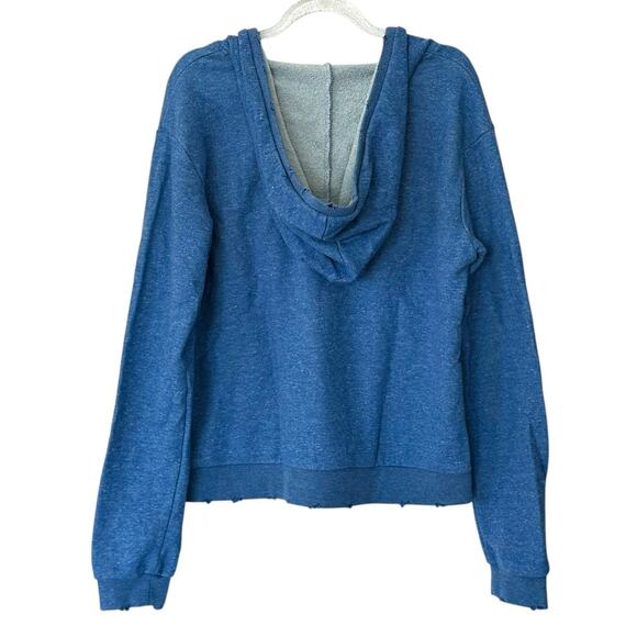 Honey Punch Pullover Hooded Sweatshirt Lightweight V-neck Gorpcore Medium Blue - Picture 2 of 8